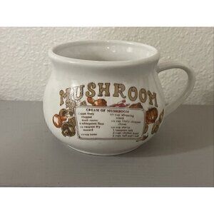 Vintage Mushroom Soup Recipe Mug with Handle, Ceramic Soup Bowl/Mug,‎ Taiwan